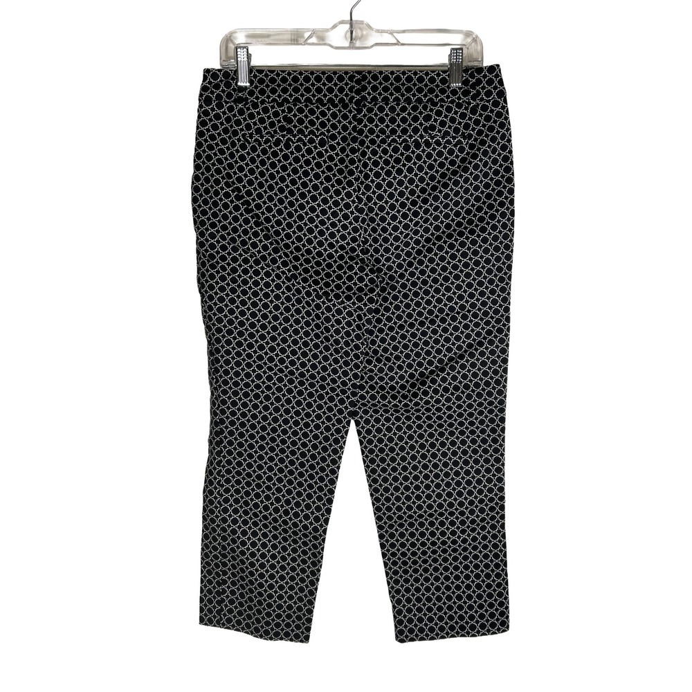 Hilary Radley Womens Black White Quatrefoil Geometric Capris Pants Size 6 - Picture 3 of 7